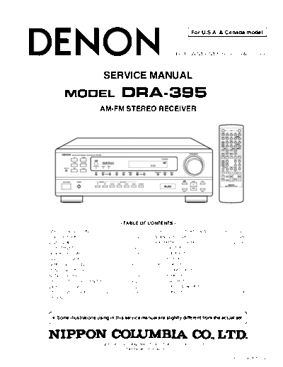 DENON  DRA-395  DENON AM FM Stereo Receiver AM FM Stereo Receiver Denon - DRA-395 & DRA-295  DRA-395.PDF