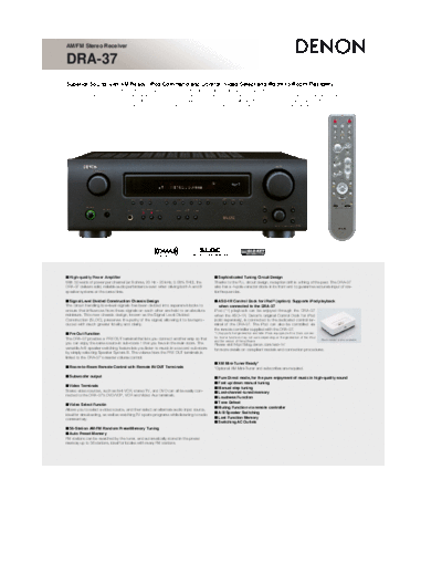 DENON  DRA-37  DENON AM FM Stereo Receiver AM FM Stereo Receiver Denon - DRA-397 & DRA-297 & DRA-37  DRA-37.pdf