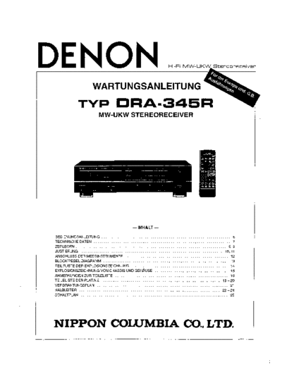 DENON  DRA-345R  DENON AM FM Stereo Receiver AM FM Stereo Receiver Denon - DRA-545R & DRA-345R  DRA-345R.PDF
