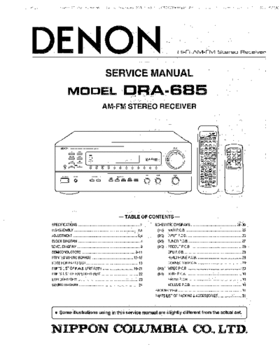 DENON  DRA-685  DENON AM FM Stereo Receiver AM FM Stereo Receiver Denon - DRA-685  DRA-685.PDF