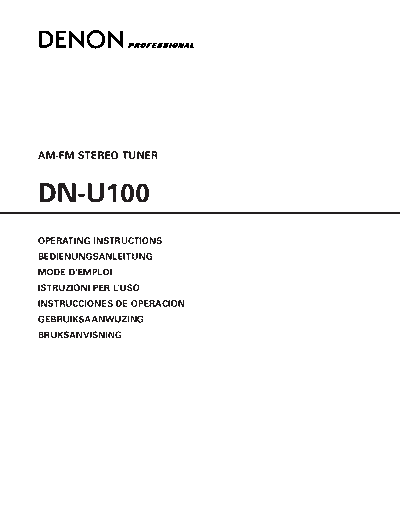 DENON  DN-U100  DENON AM FM Stereo Tuner AM FM Stereo Tuner Denon - DN-U100  DN-U100.pdf