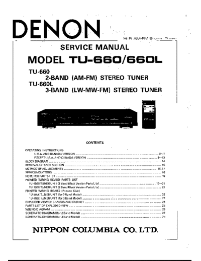 DENON  TU-660 & 660L  DENON AM FM Stereo Tuner AM FM Stereo Tuner Denon - TU-660 & 660L  TU-660 & 660L.PDF