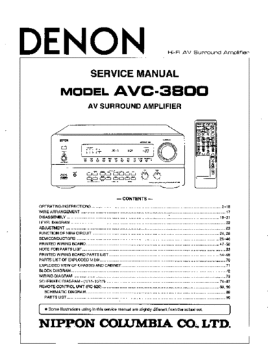 DENON  AVC-3800  DENON AV Surround Amplifier AV Surround Amplifier Denon - AVC-3800  AVC-3800.PDF