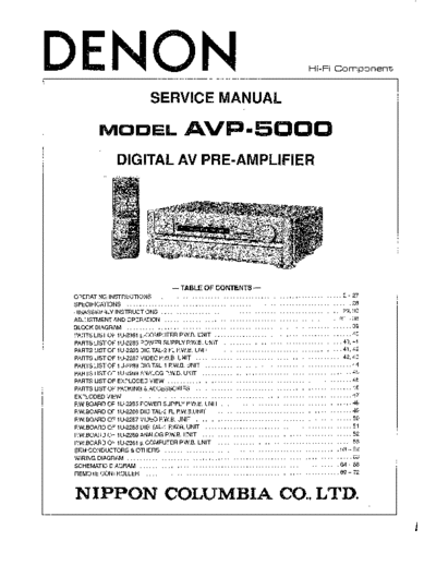 DENON  AVP-5000  DENON AV Surround Pre-amplifer AV Surround Pre-amplifer Denon - AVP-5000  AVP-5000.PDF