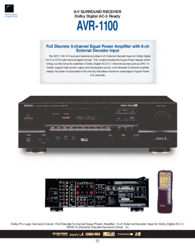 DENON  AVR-1100  DENON AV Surround Receiver AV Surround Receiver Denon - AVR-1100 & 1150 & 1160 & 1170 & 1180  AVR-1100.pdf