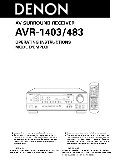 DENON  AVR-1403 & 483  DENON AV Surround Receiver AV Surround Receiver Denon - AVR-1403 & 483  AVR-1403 & 483.pdf