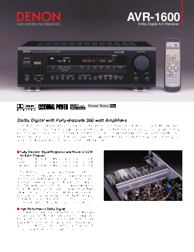 DENON  AVR-1600  DENON AV Surround Receiver AV Surround Receiver Denon - AVR-1600  AVR-1600.pdf