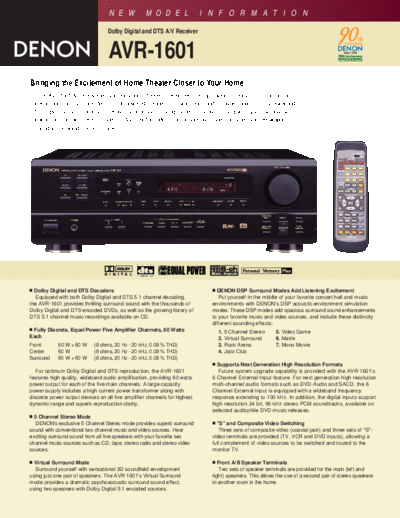 DENON  AVR-1601  DENON AV Surround Receiver AV Surround Receiver Denon - AVR-1601 & 681  AVR-1601.pdf
