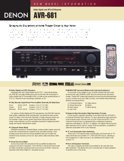 DENON  AVR-681  DENON AV Surround Receiver AV Surround Receiver Denon - AVR-1601 & 681  AVR-681.pdf