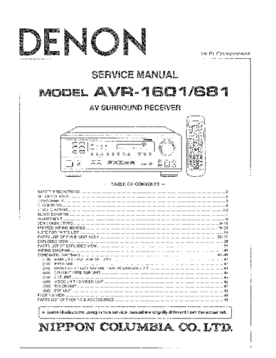 DENON  AVR-1601 & 681  DENON AV Surround Receiver AV Surround Receiver Denon - AVR-1601 & 681  AVR-1601 & 681.PDF