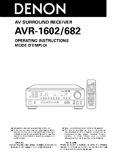 DENON  AVR-1602 & 682  DENON AV Surround Receiver AV Surround Receiver Denon - AVR-1602 & 682  AVR-1602 & 682.pdf