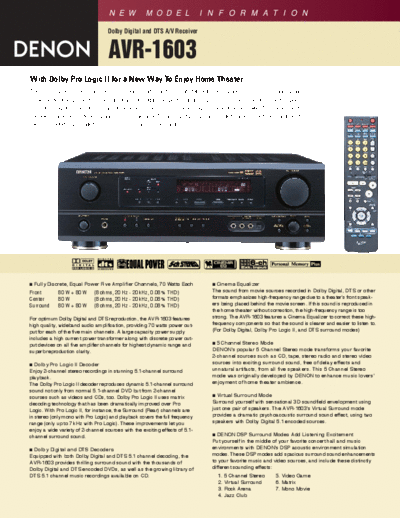 DENON  AVR-1603  DENON AV Surround Receiver AV Surround Receiver Denon - AVR-1603 & 683  AVR-1603.PDF