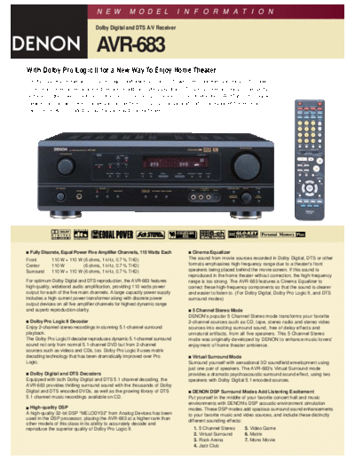 DENON  AVR-683  DENON AV Surround Receiver AV Surround Receiver Denon - AVR-1603 & 683  AVR-683.pdf