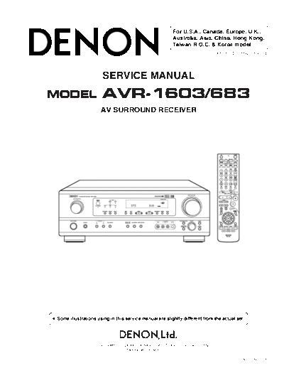 DENON  AVR-1603 & 683  DENON AV Surround Receiver AV Surround Receiver Denon - AVR-1603 & 683  AVR-1603 & 683.pdf