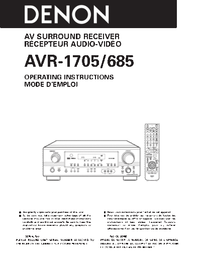 DENON  AVR-1705 & 685  DENON AV Surround Receiver AV Surround Receiver Denon - AVR-1705 & 685  AVR-1705 & 685.pdf
