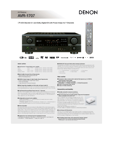 DENON  AVR-1707  DENON AV Surround Receiver AV Surround Receiver Denon - AVR-1707 & 1507 & 687 & 587 & 487  AVR-1707.pdf