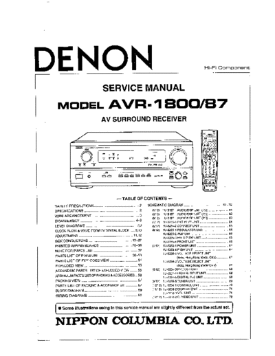 DENON  AVR-1800 & 87  DENON AV Surround Receiver AV Surround Receiver Denon - AVR-1800 & 87  AVR-1800 & 87.PDF
