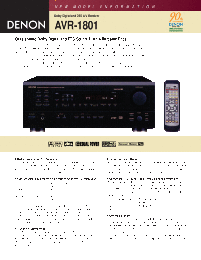 DENON  AVR-1801  DENON AV Surround Receiver AV Surround Receiver Denon - AVR-1801 & 881  AVR-1801.pdf