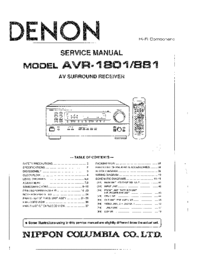 DENON  AVR-1801 & 881  DENON AV Surround Receiver AV Surround Receiver Denon - AVR-1801 & 881  AVR-1801 & 881.PDF