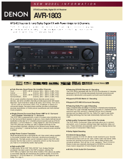 DENON  AVR-1803  DENON AV Surround Receiver AV Surround Receiver Denon - AVR-1803 & 883  AVR-1803.pdf