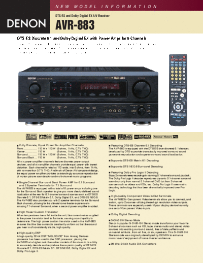 DENON  AVR-883  DENON AV Surround Receiver AV Surround Receiver Denon - AVR-1803 & 883  AVR-883.pdf