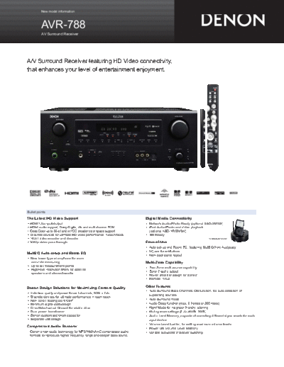 DENON  AVR-788  DENON AV Surround Receiver AV Surround Receiver Denon - AVR-1908 & 788  AVR-788.pdf