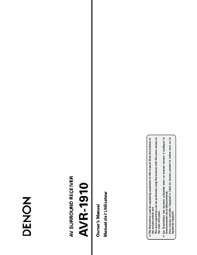 DENON  AVR-1910  DENON AV Surround Receiver AV Surround Receiver Denon - AVR-1910 & 1620 & 1610 & 790 & 590  AVR-1910.pdf