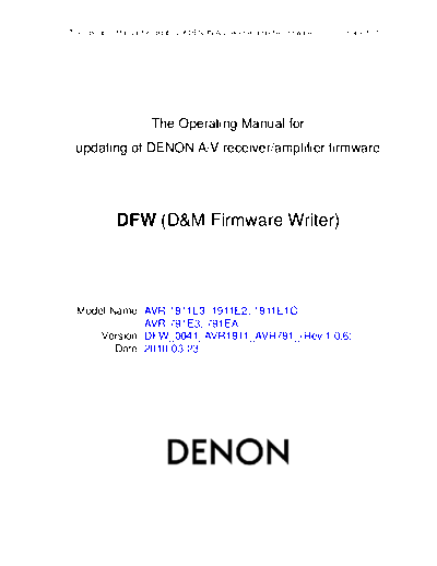 DENON Operating Manual 2010-03-23  DENON AV Surround Receiver AV Surround Receiver Denon - AVR-1911 & 791 Operating Manual 2010-03-23.PDF