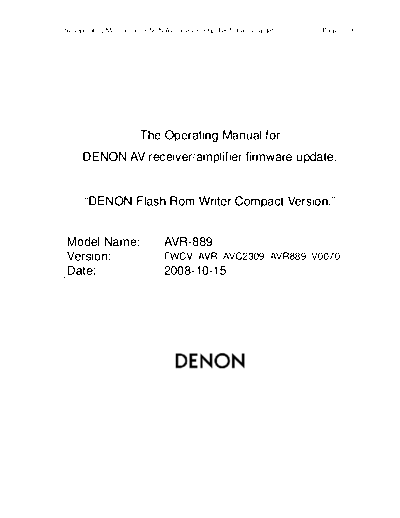 DENON Operating Manual 2008-10-15  DENON AV Surround Receiver AV Surround Receiver Denon - AVR-2309CI & 889 Operating Manual 2008-10-15.PDF