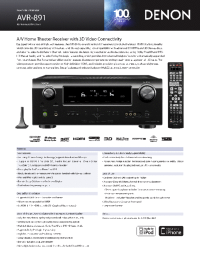 DENON  AVR-891  DENON AV Surround Receiver AV Surround Receiver Denon - AVR-2311CI & AVR-891  AVR-891.pdf