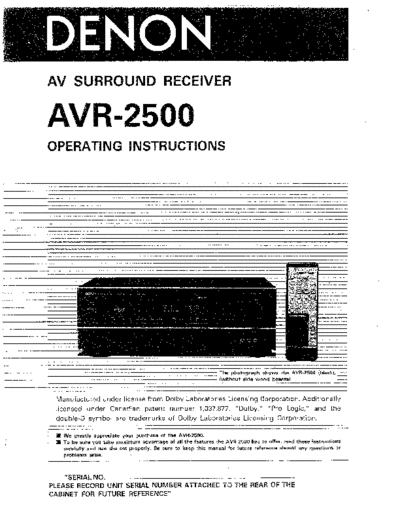 DENON  AVR-2500  DENON AV Surround Receiver AV Surround Receiver Denon - AVR-2500  AVR-2500.pdf