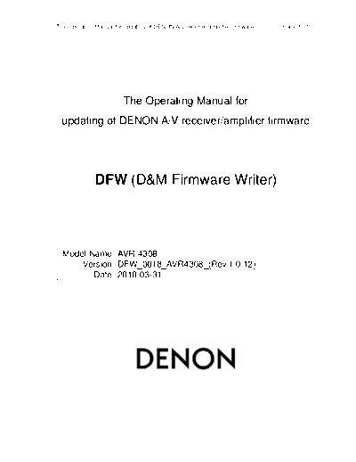 DENON Operating Manual 2010-03-31  DENON AV Surround Receiver AV Surround Receiver Denon - AVR-4308CI Operating Manual 2010-03-31.PDF