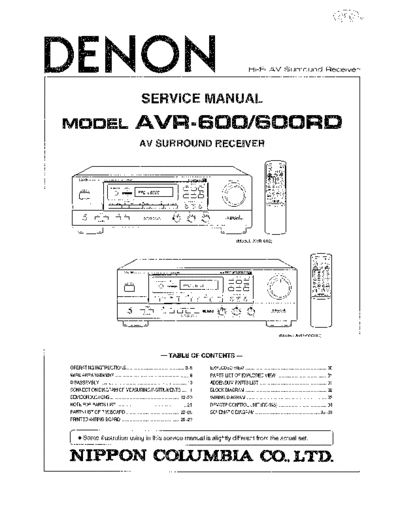 DENON  AVR-600 & 600RD  DENON AV Surround Receiver AV Surround Receiver Denon - AVR-600 & 600RD  AVR-600 & 600RD.PDF