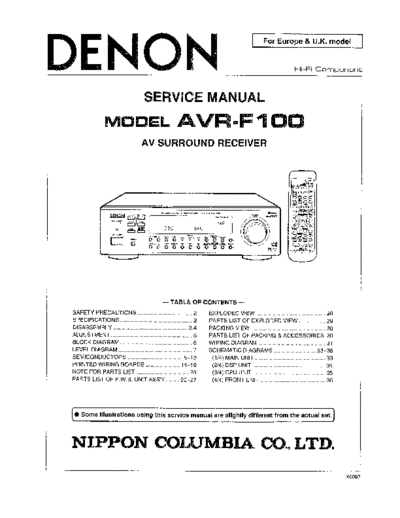 DENON  AVR-F100  DENON AV Surround Receiver AV Surround Receiver Denon - AVR-F100  AVR-F100.PDF