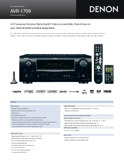 DENON  AVR-1709  DENON AV Surround Receiver & Amplifier AV Surround Receiver & Amplifier Denon - AVR-1709 & 1609 & 1519 & 1509 & 689 & 589 & AVC-1509  AVR-1709.pdf