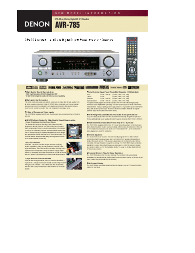 DENON  AVR-785  DENON AV Surround Receiver & Amplifier AV Surround Receiver & Amplifier Denon - AVR-1905 & 785 & AVC-1590  AVR-785.pdf