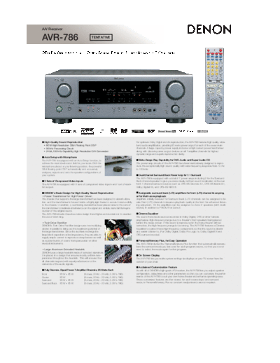 DENON �������� AVR-786  DENON AV Surround Receiver & Amplifier AV Surround Receiver & Amplifier Denon - AVR-1906 & 786 & AVC-1620 �������� AVR-786.pdf
