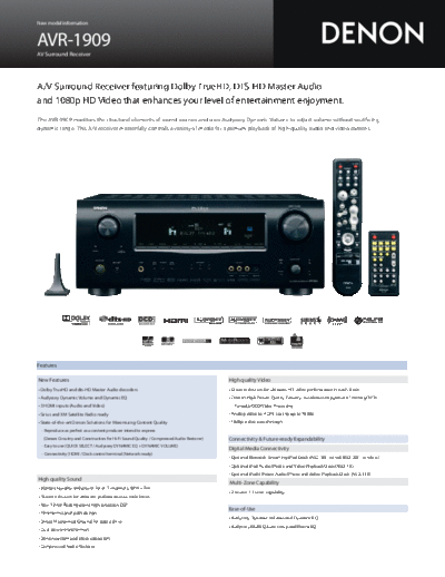 DENON  AVR-1909  DENON AV Surround Receiver & Amplifier AV Surround Receiver & Amplifier Denon - AVR-1909 & 789 & AVC-1909  AVR-1909.pdf
