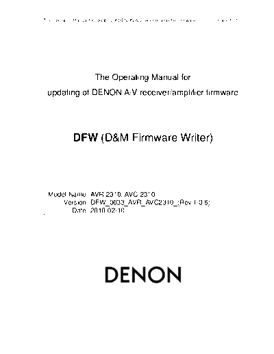 DENON Operating Manual 2010-02-10  DENON AV Surround Receiver & Amplifier AV Surround Receiver & Amplifier Denon - AVR-2310CI & 890 & AVC-2310 Operating Manual 2010-02-10.PDF