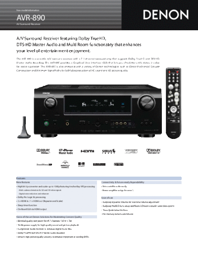 DENON  AVR-890  DENON AV Surround Receiver & Amplifier AV Surround Receiver & Amplifier Denon - AVR-2310CI & 890 & AVC-2310  AVR-890.pdf