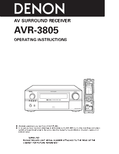 DENON  2 AVR-3805  DENON AV Surround Receiver & Amplifier AV Surround Receiver & Amplifier Denon - AVR-3805 & AVC-3890  2 AVR-3805.pdf