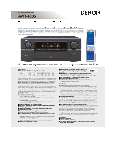 DENON  AVR-4806  DENON AV Surround Receiver & Amplifier AV Surround Receiver & Amplifier Denon - AVR-4806 & AVC-A11XV  AVR-4806.pdf