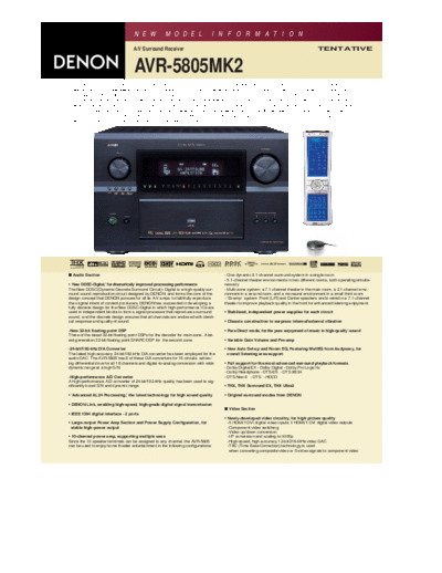DENON  AVR-5805MK2  DENON AV Surround Receiver & Amplifier AV Surround Receiver & Amplifier Denon - AVR-5805 & AVC-A1XV  AVR-5805MK2.pdf