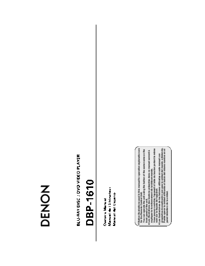 DENON  2 DBP-1610  DENON Blu-Ray Disk Blu-Ray Disk Denon - DBP-1610  2 DBP-1610.pdf