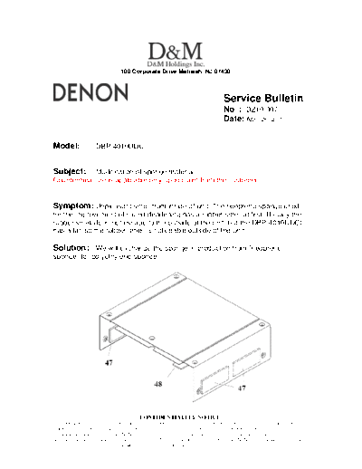 DENON Service Bulletin DZ10-007  DENON Blu-Ray Disk Blu-Ray Disk Denon - DBP-4010UDCI Service Bulletin DZ10-007.PDF