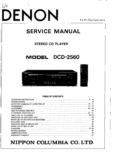 DENON Схема 2 DCD-2560  DENON CD Player CD Player Denon - DCD-2560 Схема 2 DCD-2560.PDF
