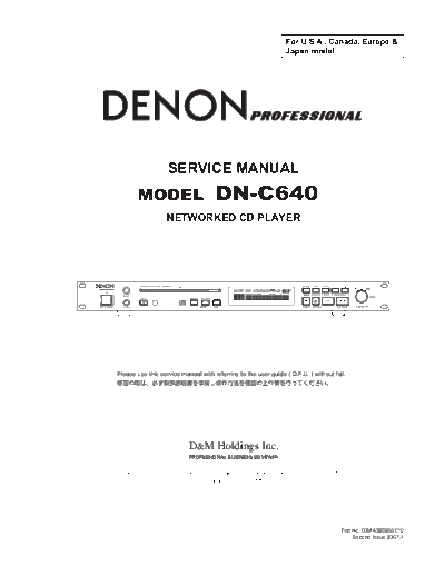 DENON  DN-C640  DENON CD Player CD Player Denon - DN-C640  DN-C640.PDF