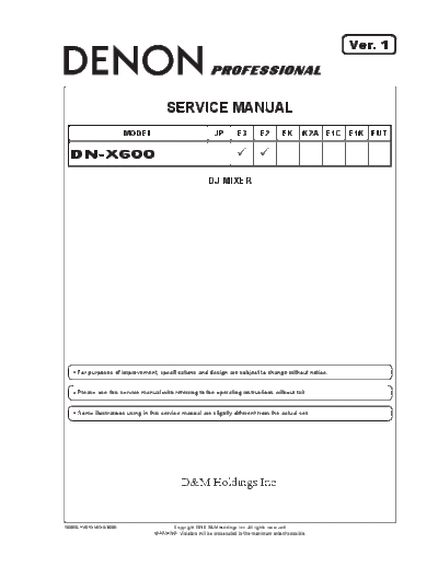 DENON  DN-X600  DENON DJ Mixer DJ Mixer Denon - DN-X600  DN-X600.PDF