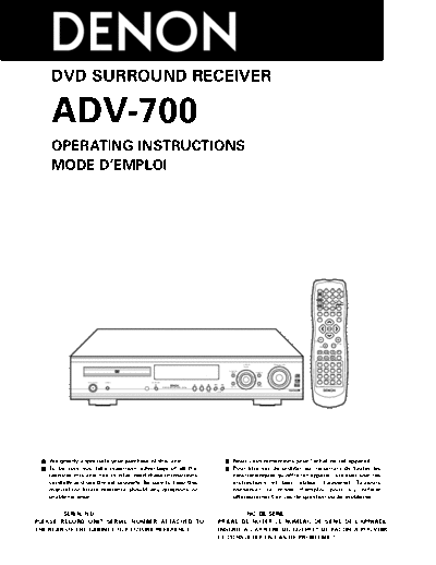 DENON  ADV-700  DENON DVD Surround Receiver DVD Surround Receiver Denon - ADV-700  ADV-700.pdf