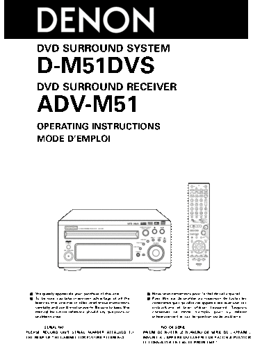 DENON  ADV-M51  DENON DVD Surround Receiver DVD Surround Receiver Denon - ADV-M51  ADV-M51.pdf